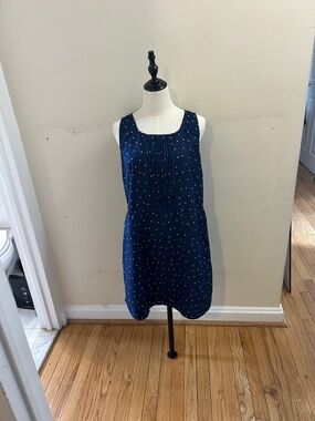 Mango Navy Blue Midi Dress with White Polka Dots